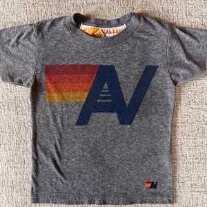 Aviator Nation Kids Gray Tee with Rainbow Logo